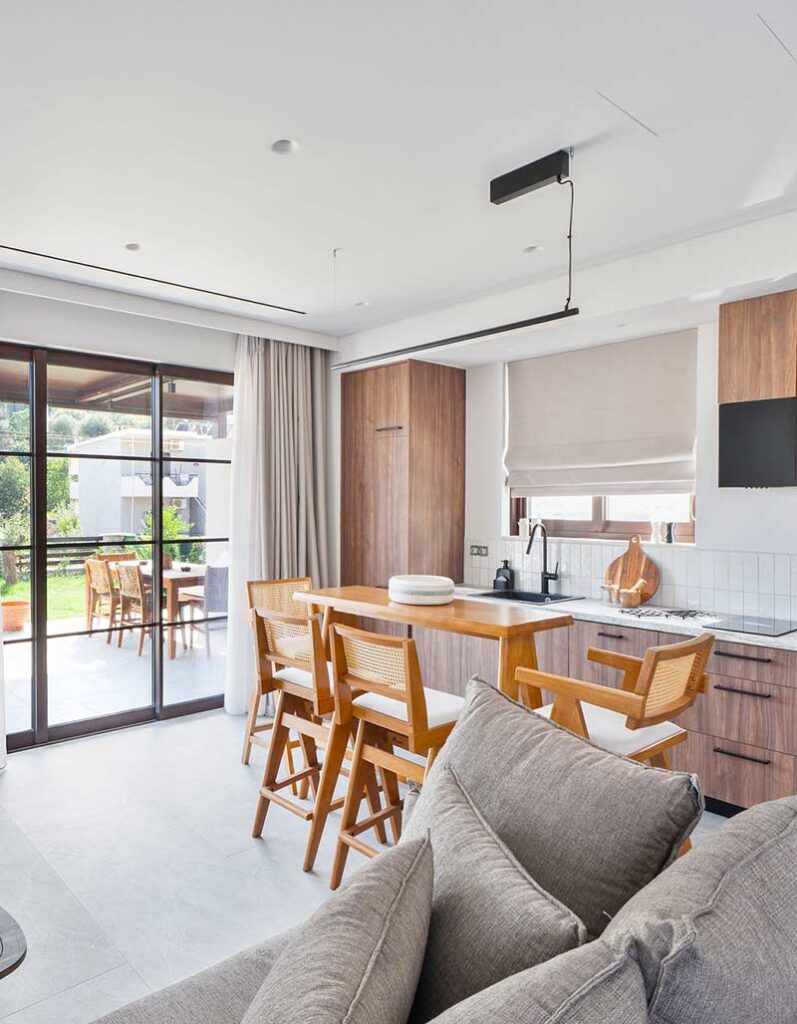 Dining area for family meals at Kepos Villas.